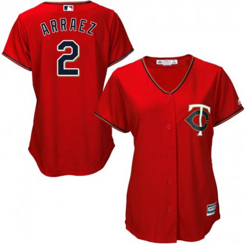 Minnesota Twins #2 Luis Arraez Red Alternate Women's Stitched Jersey Womens