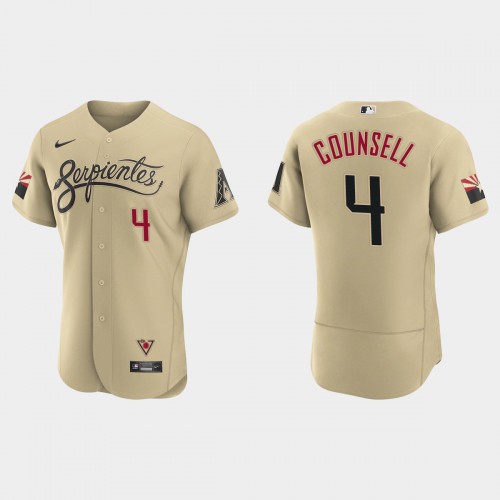 Arizona Arizona Diamondbacks #4 Craig Counsell Men's 2021 City Connect Authentic Jersey Gold Men's