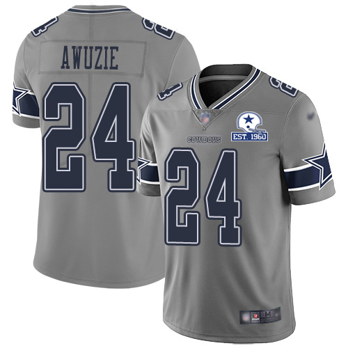 Dallas Cowboys #24 Chidobe Awuzie Gray Men's Stitched With Established In 1960 Patch Limited Inverted Legend Jersey Men's