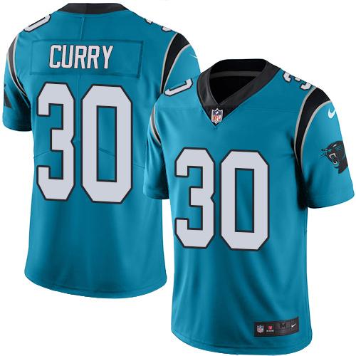 Carolina Panthers #30 Stephen Curry Blue Youth Stitched Limited Rush Jersey Youth