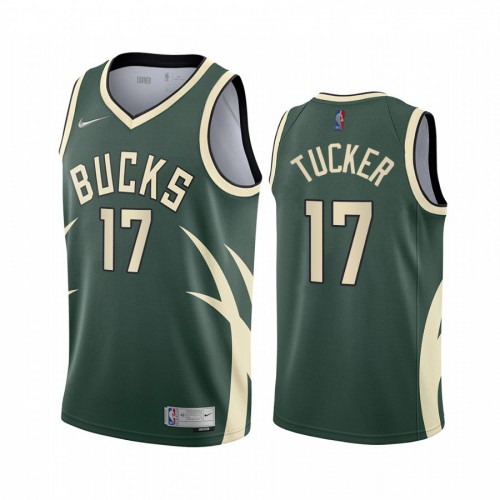 Milwaukee Milwaukee Bucks #17 P.J. Tucker Green Youth Swingman 2020-21 Earned Edition Jersey Youth