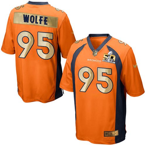Denver Broncos #95 Derek Wolfe Orange Team Color Men's Stitched Game Super Bowl 50 Collection Jersey Men's