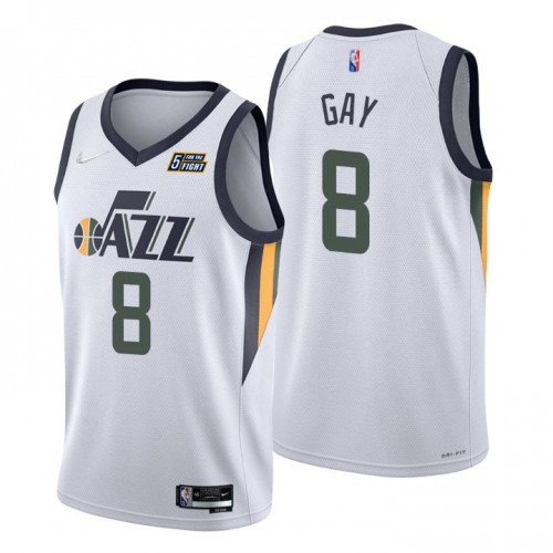 Utah Jazz #8 Rudy Gay White Mens 2021-22 75th Anniversary Diamond Swingman Jersey - Association Edition Mens