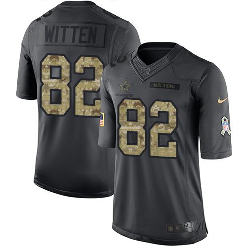 Dallas Cowboys #82 Jason Witten Black Youth Stitched Limited 2016 Salute to Service Jersey Youth