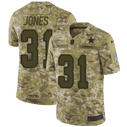 Dallas Cowboys #31 Byron Jones Camo Men's Stitched Limited 2018 Salute To Service Jersey Men's