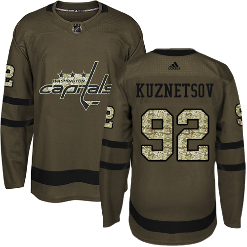 Adidas Washington Capitals #92 Evgeny Kuznetsov Green Salute to Service Stitched Jersey Men's