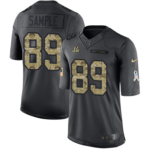 Cincinnati Bengals #89 Drew Sample Black Men's Stitched Limited 2016 Salute to Service Jersey Youth