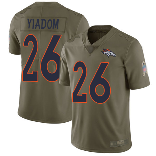 Denver Broncos #26 Isaac Yiadom Olive Men's Stitched Limited 2017 Salute To Service Jersey Men's