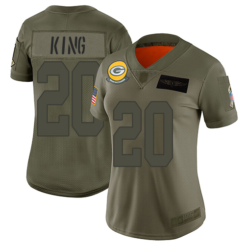 Green Bay Packers #20 Kevin King Camo Women's Stitched Limited 2019 Salute to Service Jersey Womens