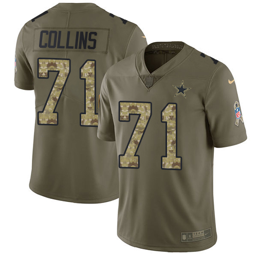 Dallas Cowboys #71 La'el Collins Olive/Camo Youth Stitched Limited 2017 Salute to Service Jersey Youth