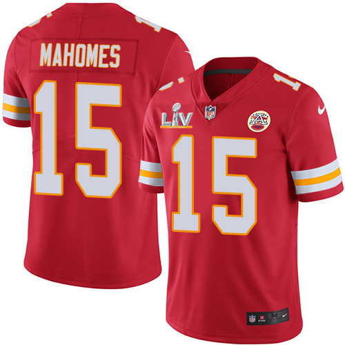 Chiefs #15 Patrick Mahomes Red Team Color Men's Super Bowl LV Bound Stitched Vapor Untouchable Limited Jersey