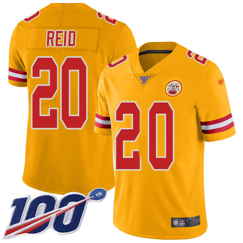 Kansas City Chiefs #20 Justin Reid Gold Men's Stitched Limited Inverted Legend 100th Season Jersey Men's