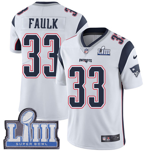 New England Patriots #33 Kevin Faulk White Super Bowl LIII Bound Men's Stitched Vapor Untouchable Limited Jersey Men's