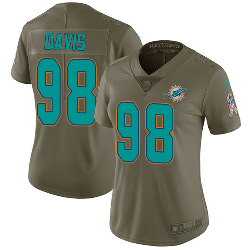 Miami Dolphins #98 Raekwon Davis Olive Women's Stitched Limited 2017 Salute To Service Jersey Womens