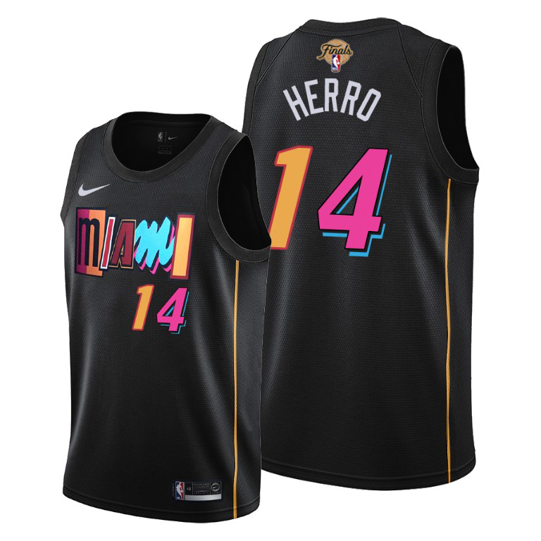 Heat #14 Tyler Herro 2023 Finals Patch City Edition Black Jersey