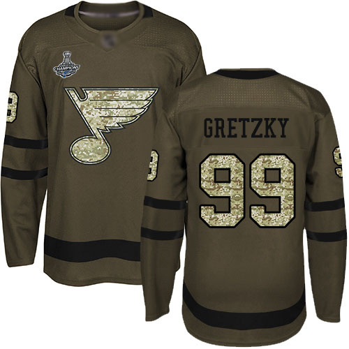 Adidas St. Louis Blues #99 Wayne Gretzky Green Salute to Service Stanley Cup Champions Stitched Jersey Men's