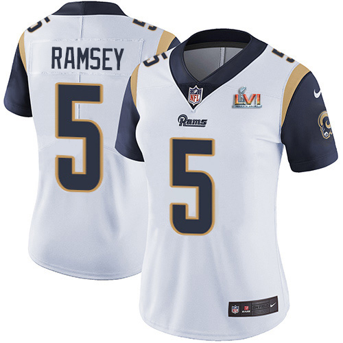 Rams #5 Jalen Ramsey White Super Bowl LIII Bound Women's Stitched Vapor Untouchable Limited Jersey