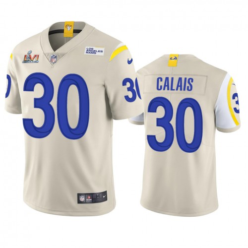 Los Angeles Los Angeles Rams #30 Raymond Calais Men's Super Bowl LVI Patch Vapor Limited Jersey - Bone Men's