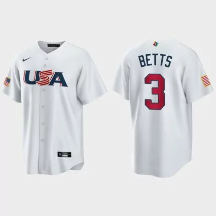 Mookie Betts Los Angeles Dodgers 2023 World Baseball Classic USA Replica Jersey – White