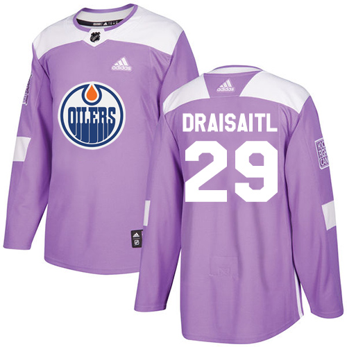 Adidas Edmonton Oilers #29 Leon Draisaitl Purple Authentic Fights Cancer Stitched Youth Jersey Youth