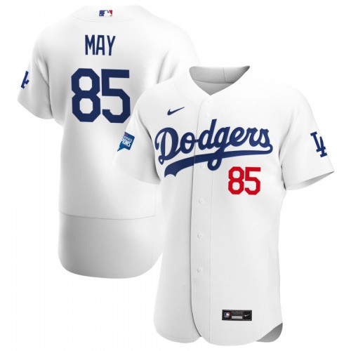 Los Angeles Los Angeles Dodgers #85 Dustin May Men's White Home 2020 World Series Champions Authentic Player Jersey Men's