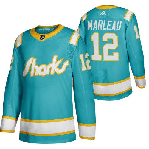 San Jose San Jose Sharks #12 Patrick Marleau Men's Adidas 2020 Throwback Authentic Player Jersey Teal Men's