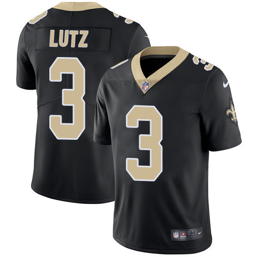 New Orleans Saints #3 Wil Lutz Black Team Color Men's Stitched Vapor Untouchable Limited Jersey Men's