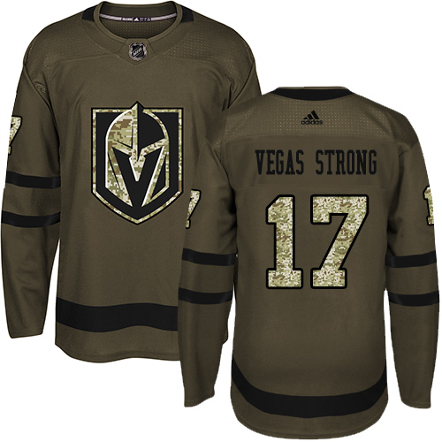 Adidas Golden Vegas Golden Knights #17 Vegas Strong Green Salute to Service Stitched Jersey Men's