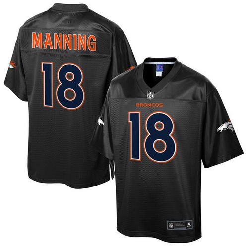 Broncos #18 Peyton Manning Black Men's Pro Line Black Reverse Fashion Game Jersey