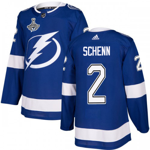 Adidas Tampa Bay Lightning #2 Luke Schenn Blue Home Authentic Youth 2020 Stanley Cup Champions Stitched Jersey Youth