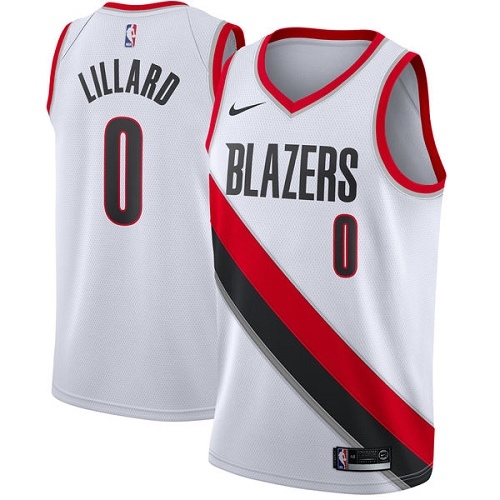 Portland Trail Blazers #0 Damian Lillard White Womens Swingman Association Edition Jersey Womens