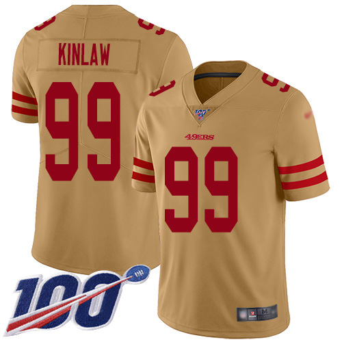San Francisco 49ers #99 Javon Kinlaw Gold Men's Stitched Limited Inverted Legend 100th Season Jersey Men's