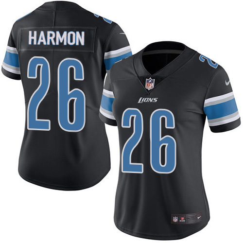 Detroit Lions #26 Duron Harmon Black Women's Stitched Limited Rush Jersey Womens