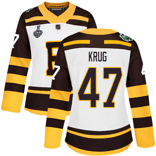 Adidas Boston Bruins #47 Torey Krug White Authentic 2019 Winter Classic Stanley Cup Final Bound Women's Stitched Jersey Womens
