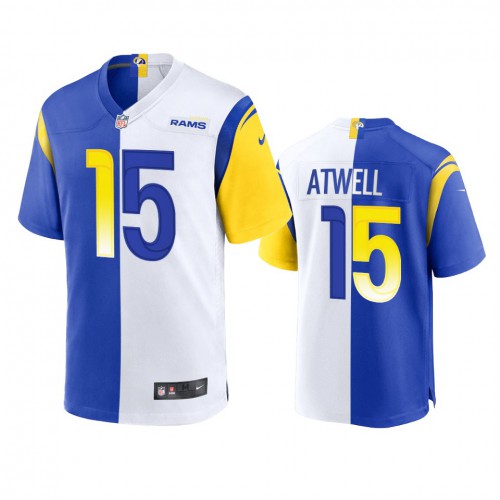 Los Angeles Los Angeles Rams #15 Tutu Atwell Men's Royal White Split Game Limited Jersey Men's