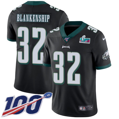 Eagles #32 Reed Blankenship Black Alternate Super Bowl LVII Patch Men's Stitched 100th Season Vapor Untouchable Limited Jersey