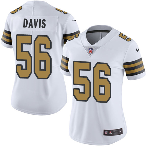 New Orleans Saints #56 DeMario Davis White Women's Stitched Limited Rush Jersey Womens