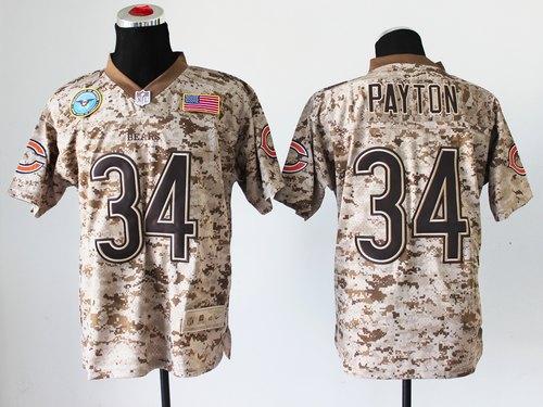 Bears #34 Walter Payton Camo Men's Stitched New Elite USMC Jersey