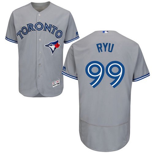 Toronto Blue Jays #99 Hyun-Jin Ryu Grey Flexbase Authentic Collection Stitched Jersey Men's