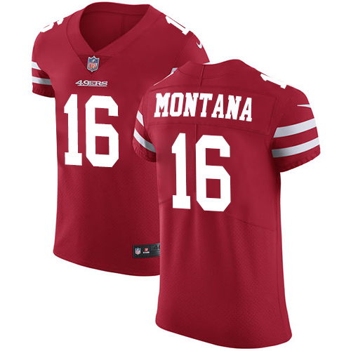 49ers #16 Joe Montana Red Team Color Men's Stitched Vapor Untouchable Elite Jersey