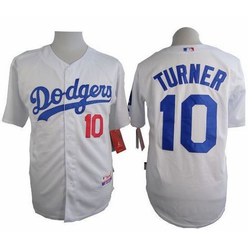 Los Angeles Dodgers #10 Justin Turner White Cool Base Stitched Jersey Men's