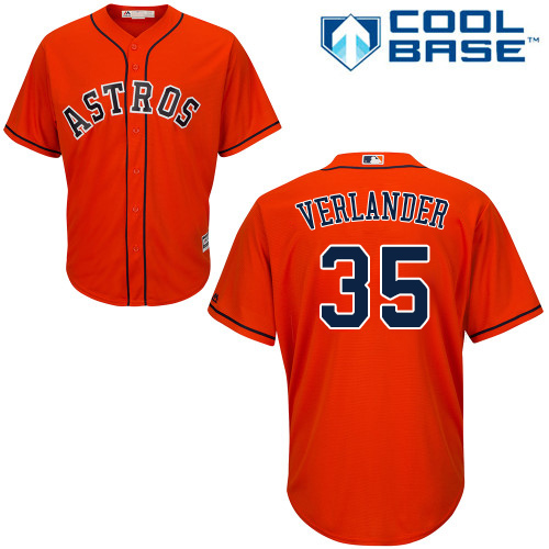 Houston Astros #35 Justin Verlander Orange Cool Base Stitched Youth Jersey Youth