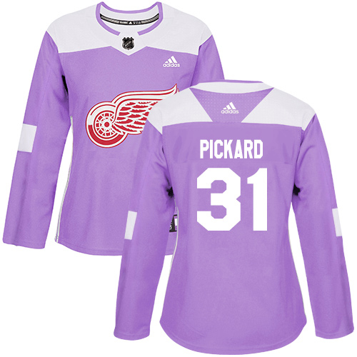 Adidas Detroit Red Wings #31 Calvin Pickard Purple Authentic Fights Cancer Women's Stitched Jersey Womens