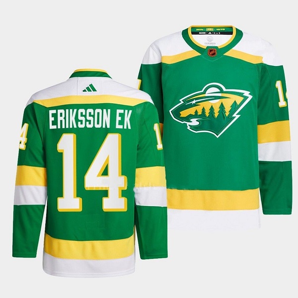 Minnesota Wild #14 Joel Eriksson Ek Men's Adidas Reverse Retro 2.0 Authentic Player Jersey - Green