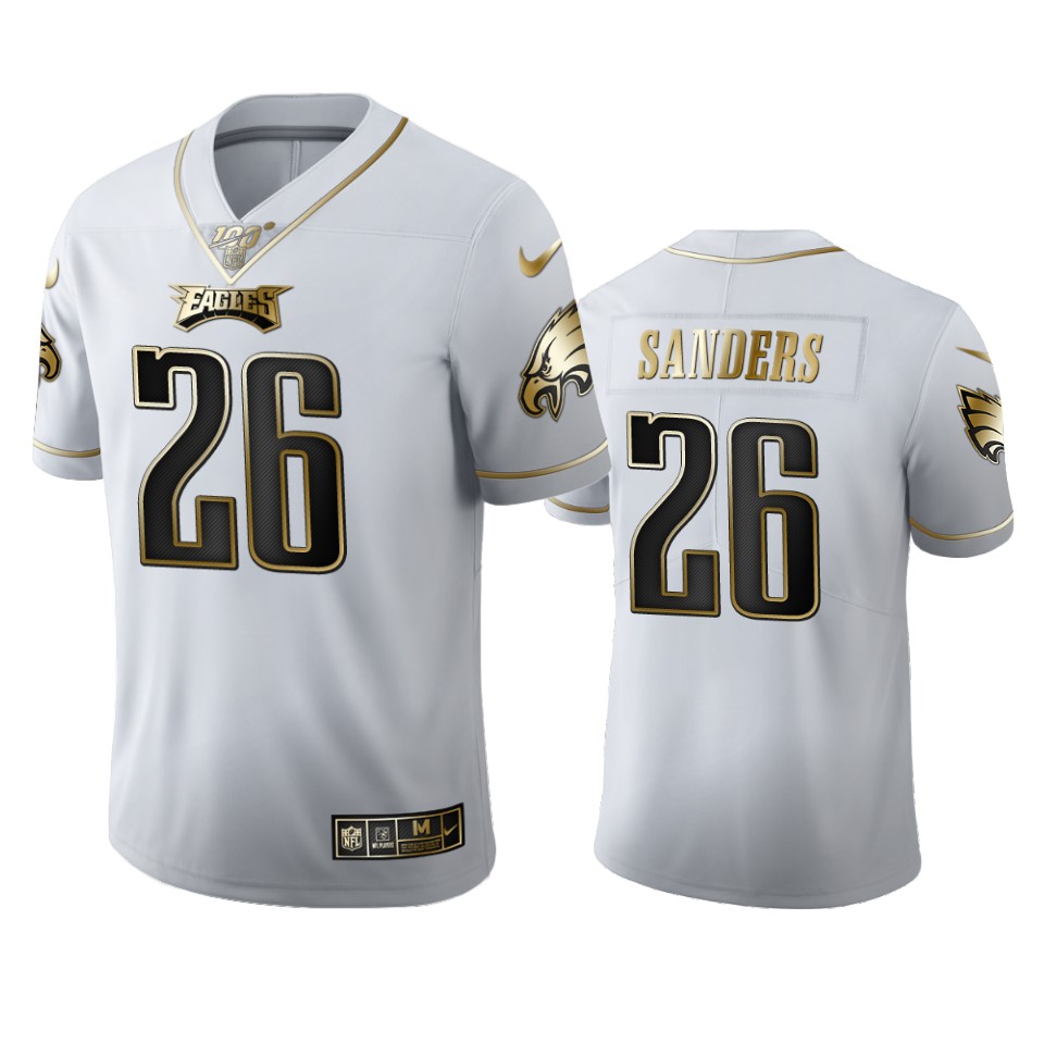 Philadelphia Eagles #26 Miles Sanders Men's White Golden Edition Vapor Limited 100 Jersey