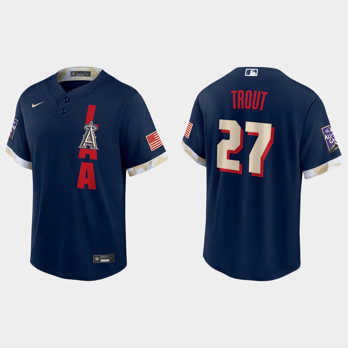 Los Angeles Angels #27 Mike Trout 2021 All Star Game Fan's Version Navy Jersey