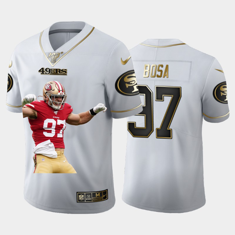 San Francisco 49ers #97 Nick Bosa Team Hero 1 Vapor Limited 100 Jersey White Golden