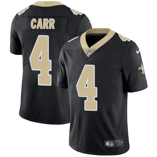 Saints #4 Derek Carr Black Team Color Men's Stitched Vapor Untouchable Limited Jersey