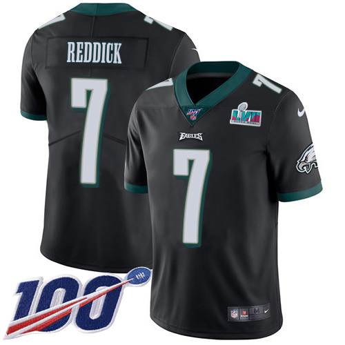 Eagles #7 Haason Reddick Black Alternate Super Bowl LVII Patch Men's Stitched 100th Season Vapor Untouchable Limited Jersey