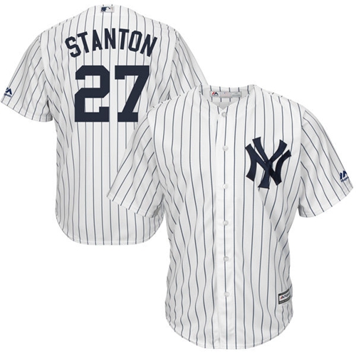 New York Yankees #27 Giancarlo Stanton White Cool Base Stitched Youth Jersey Youth